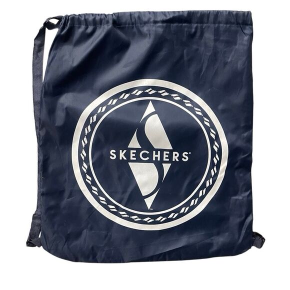 Skechers Navy Blue Nylon Drawstring Backpack – Water Resistant, Unisex Logo Bag - Picture 1 of 11